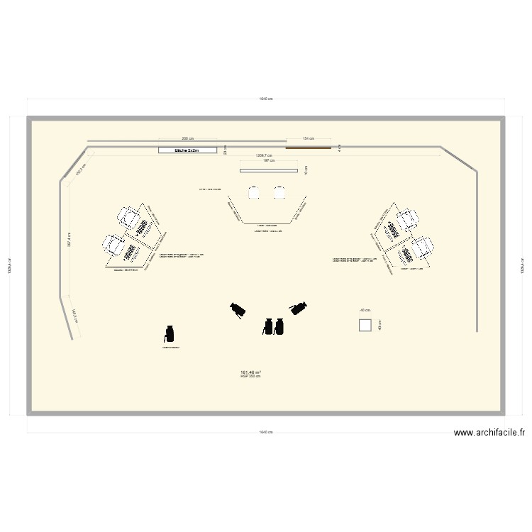 Plateau MVS prod G-CORP Rocket League. Plan de 1 pièce et 161 m2