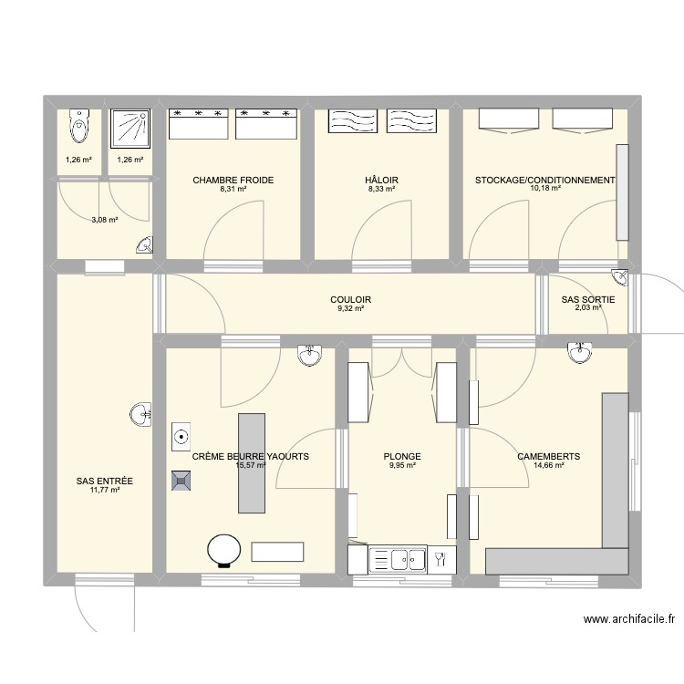 LABORATOIRE. Plan de 12 pièces et 96 m2