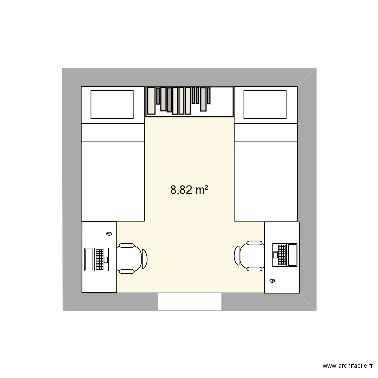 Chambre enfant. Plan de 1 pièce et 9 m2