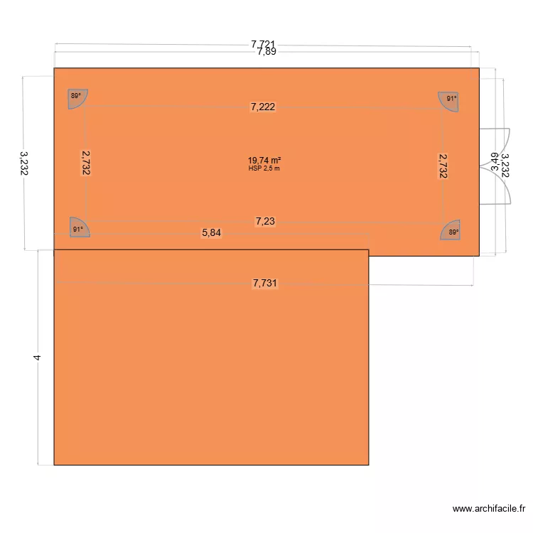 garage + abri jardin. Plan de 1  et 20 m²