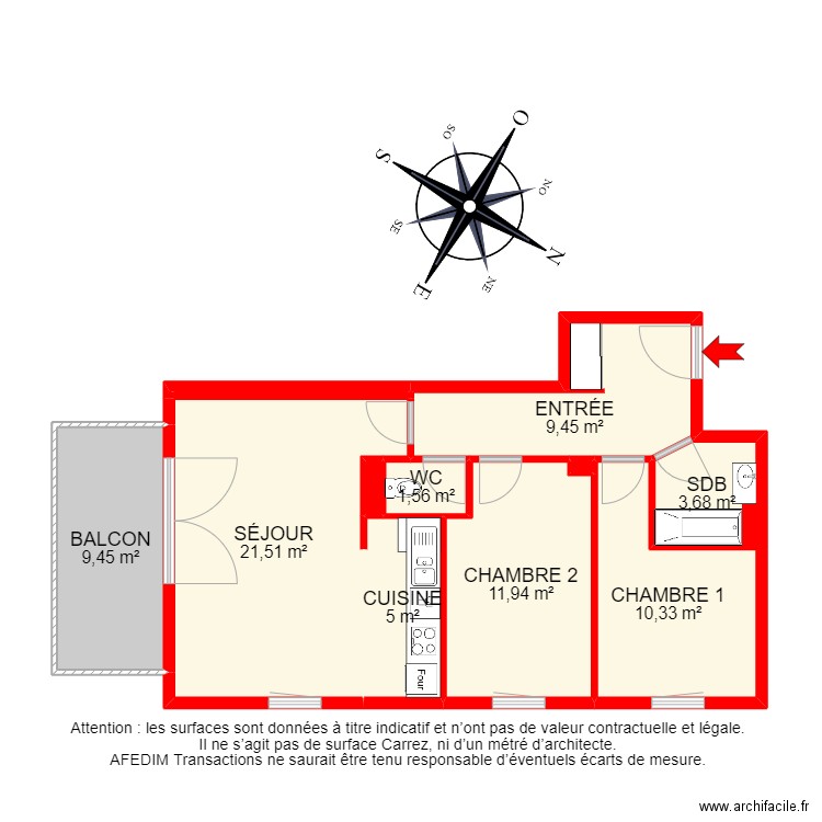 BI 14172 - . Plan de 13 pièces et 77 m2