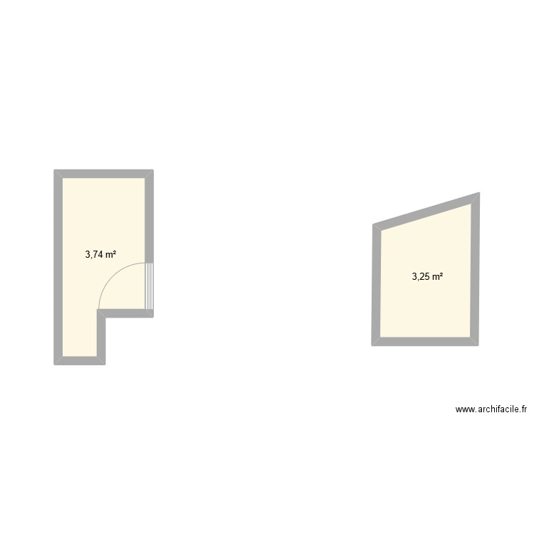 dressing. Plan de 2 pièces et 7 m2