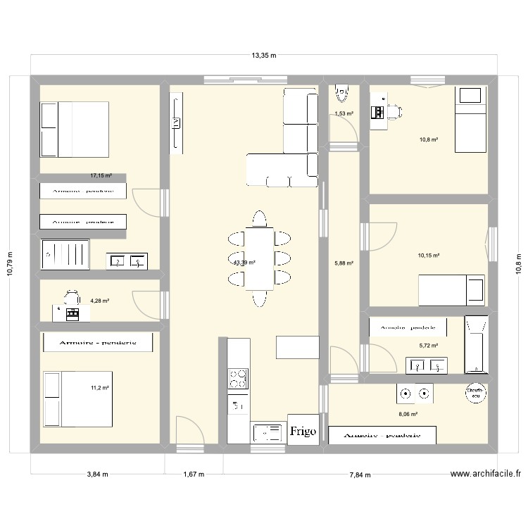 Maison 2. Plan de 10 pièces et 118 m2