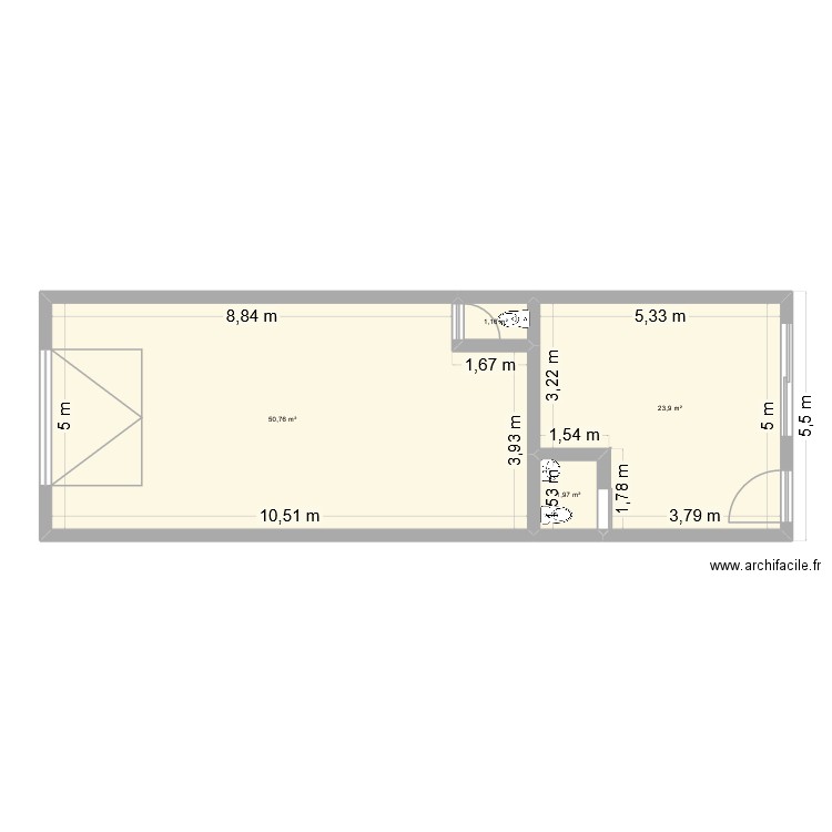 jariel avant travaux. Plan de 4 pièces et 78 m2