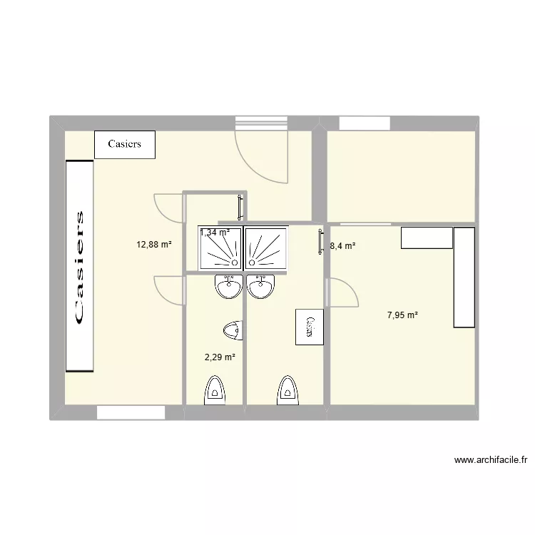 Vestiaires P500. Plan de 5 et 33 m² Vestiaires P500. Plan de 5 et 33 m²