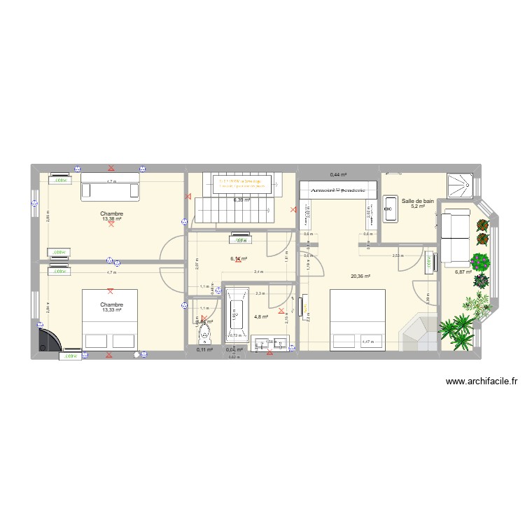 1er étage. Plan de 0 pièce et 0 m2