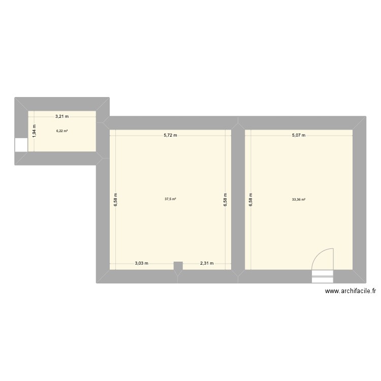Coulimer. Plan de 3 pièces et 77 m2