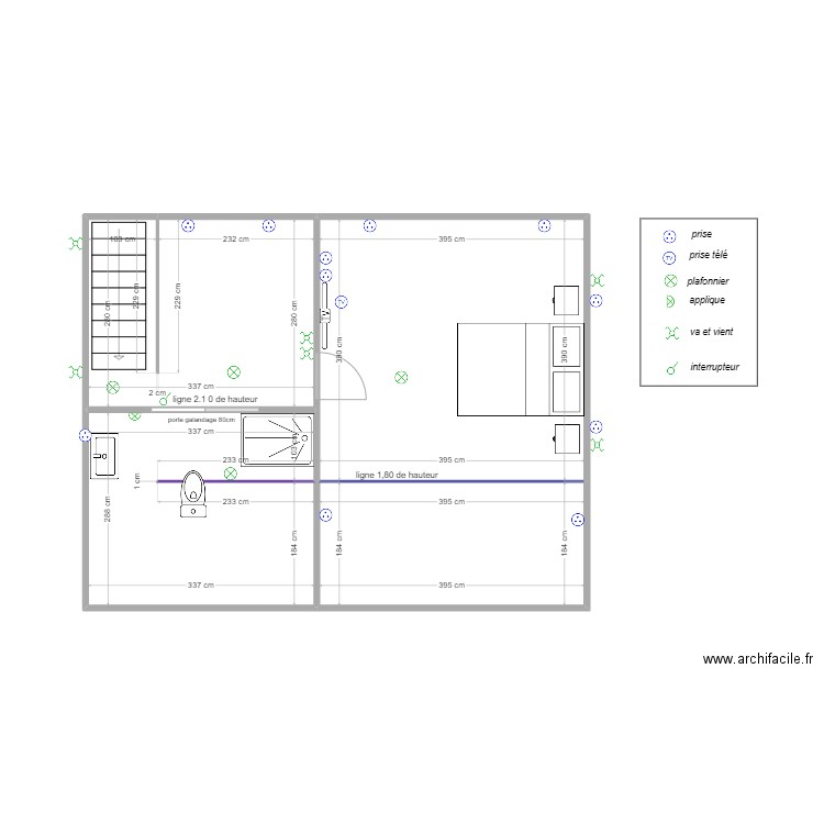 combleclaire1. Plan de 4 pièces et 42 m2