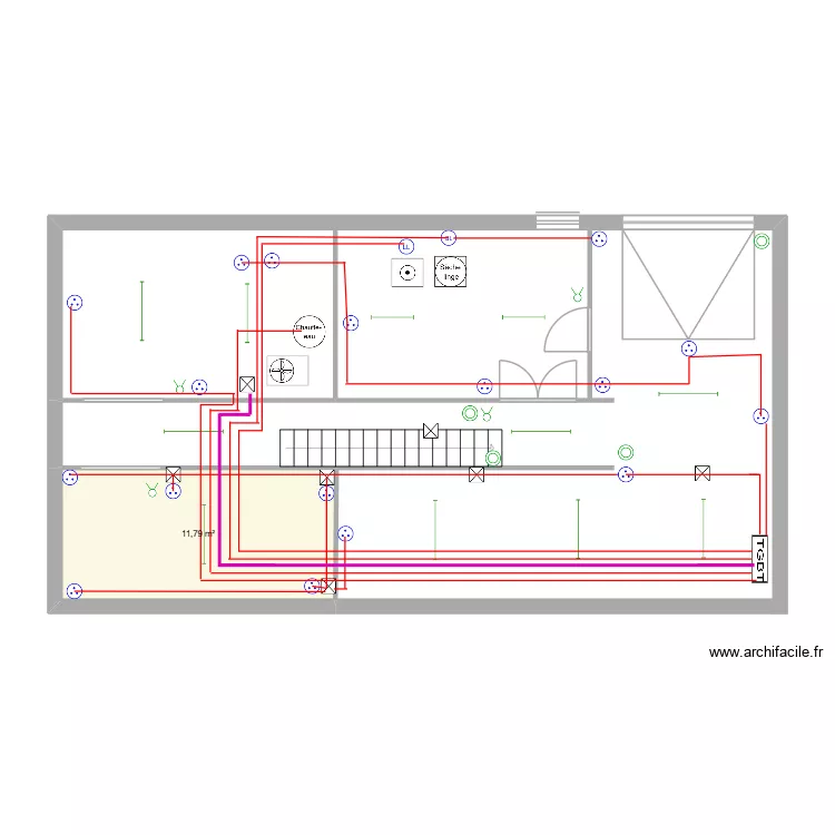 Sous Sol Tristan PC. Plan de 1 pièce et 12 m²