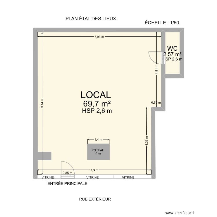PLAN ÉTAT DES LIEUX 3. Plan de 2 pièces et 72 m2