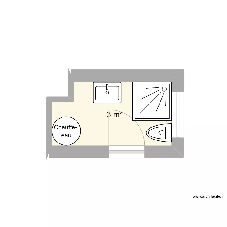 salle d'eau. Plan de 1 et 3 m² salle d'eau. Plan de 1 et 3 m²