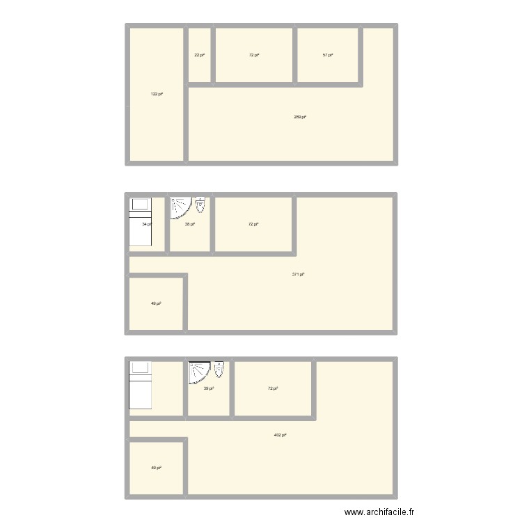 chalet réno_2026_option2. Plan de 14 pièces et 157 m2