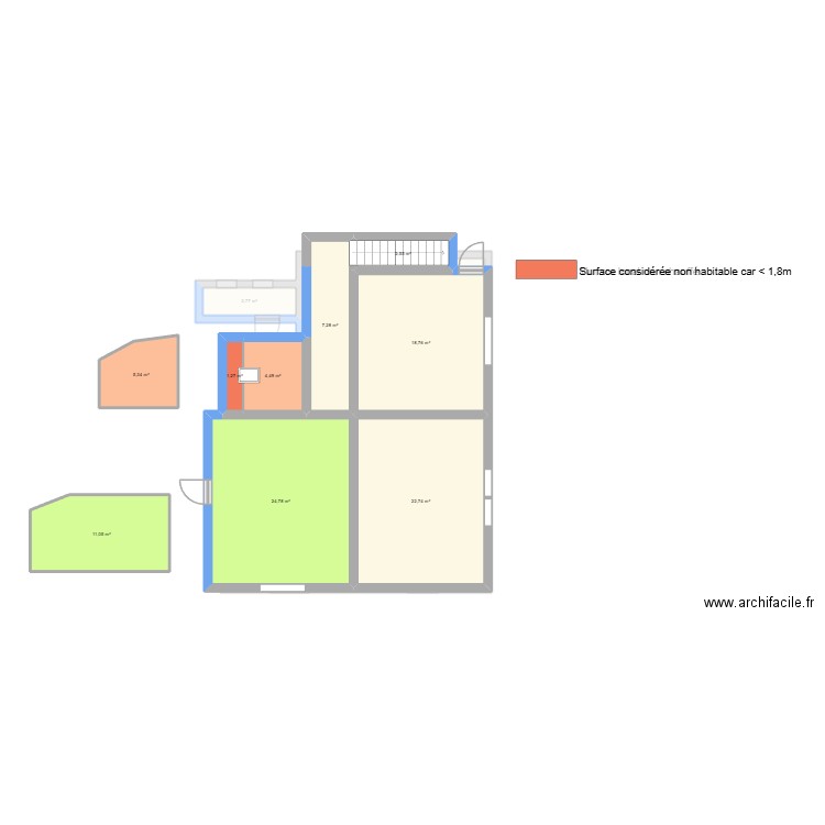 Domin. Plan de 14 pièces et 169 m2