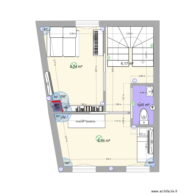 denans ter. Plan de 5 pièces et 24 m2