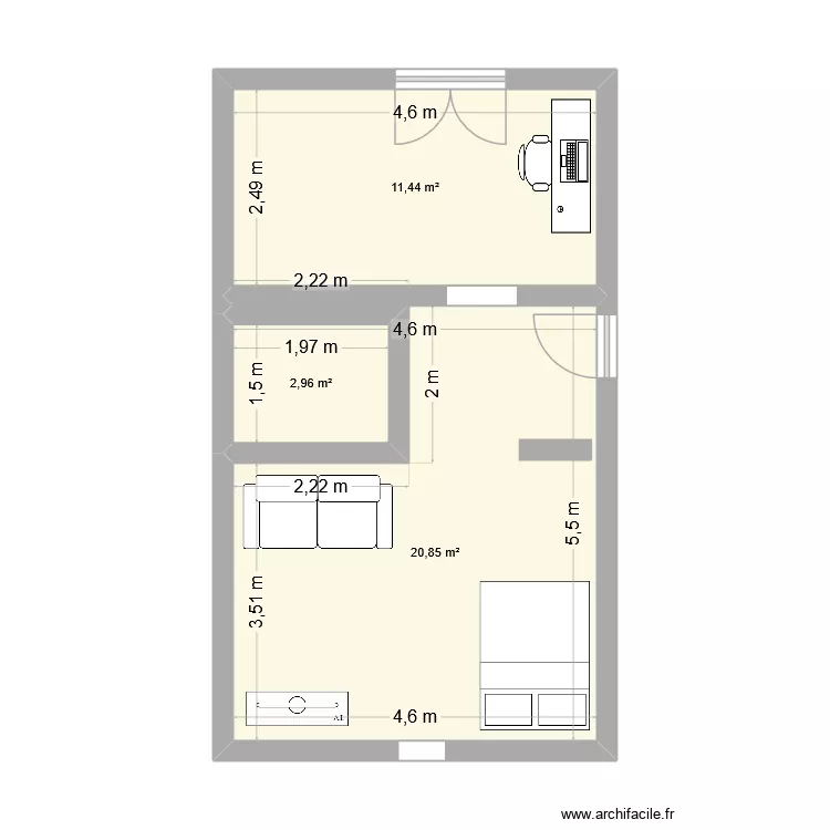 Maison Mamie 2. Plan de 3  et 35 m²