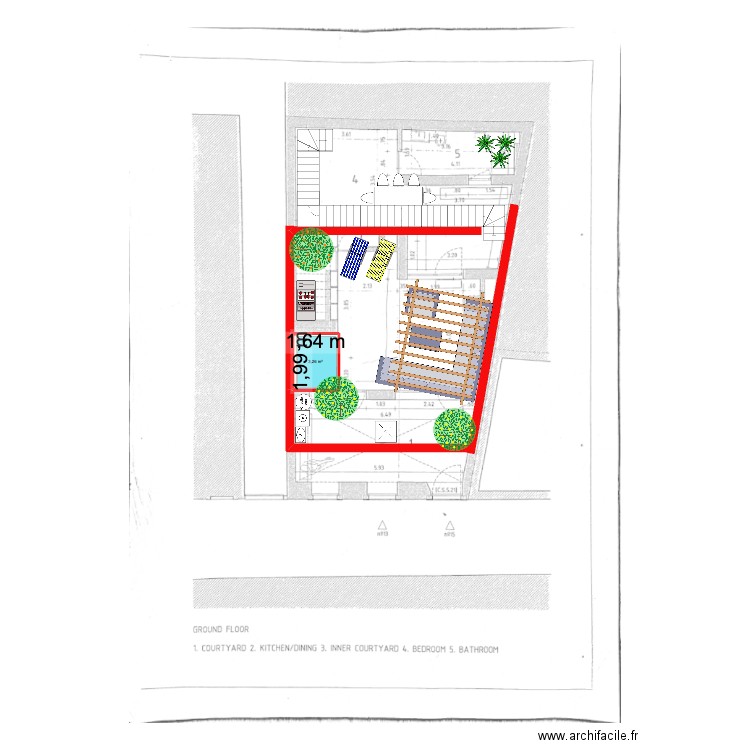CAMOES. Plan de 1 pièce et 3 m2