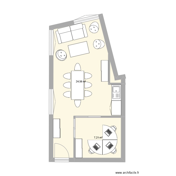 accueil2. Plan de 2 pièces et 32 m2