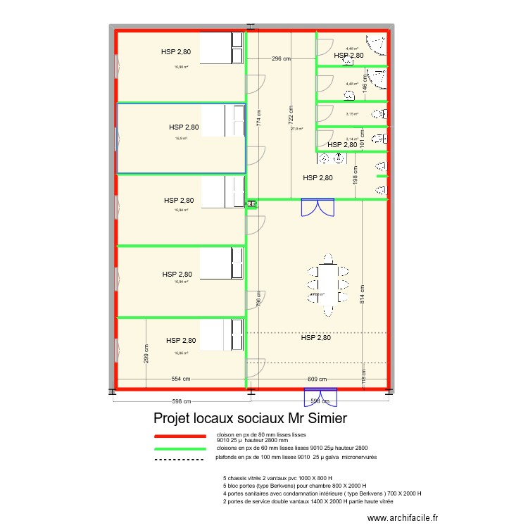 projet locaux sociaux Simier. Plan de 12 pièces et 178 m2