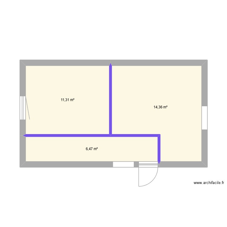 sdb etage new. Plan de 3 pièces et 32 m2