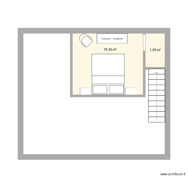 Gite 2 - Atelier R2 chambre. Plan de 3 pièces et 40 m2