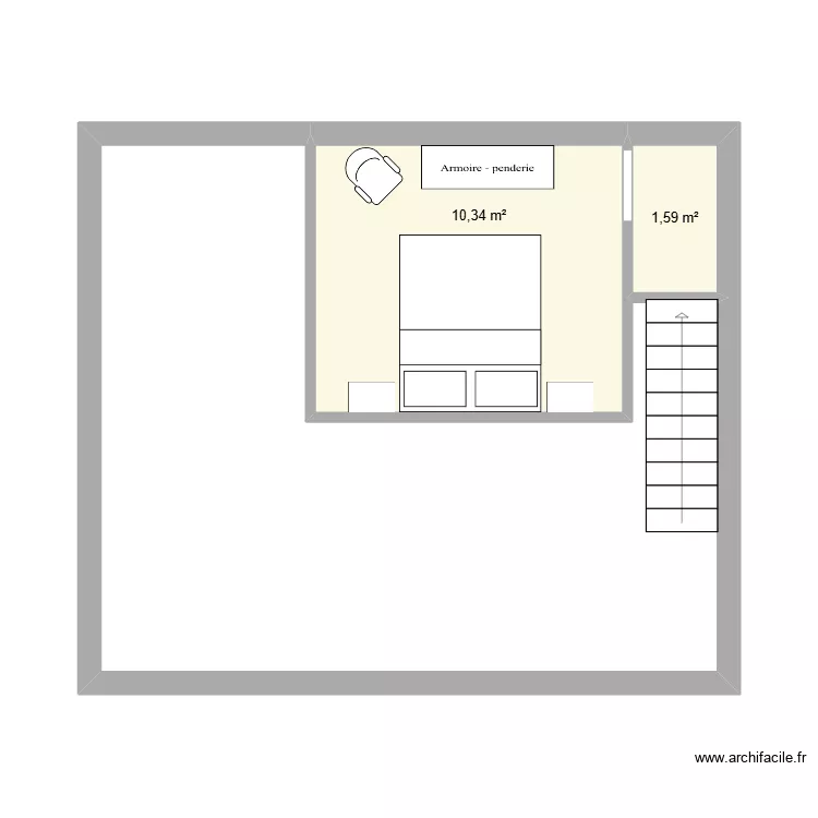 Gite 2 - Atelier R2 chambre. Plan de 