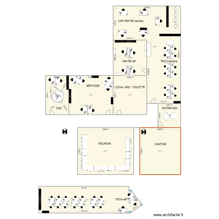 BH fini. Plan de 9  et 491 m²