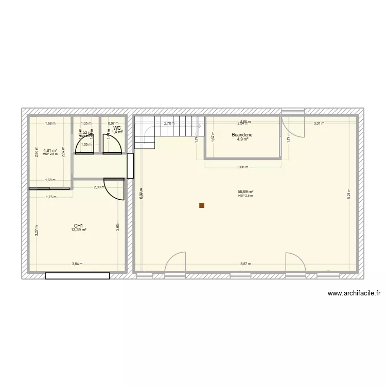 Maison Ferri&egrave;re agrandi. Plan de 8  et 158 m²