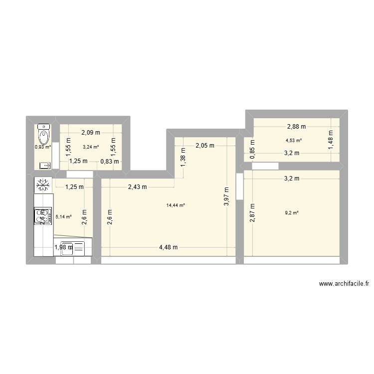 Appart CHris. Plan de 6 pièces et 37 m2