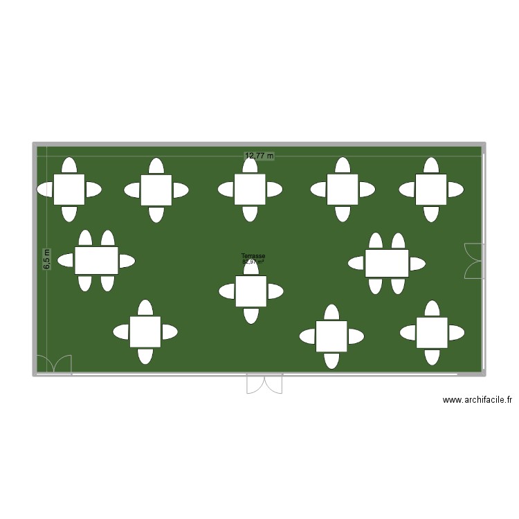 terasse. Plan de 1 pièce et 83 m2