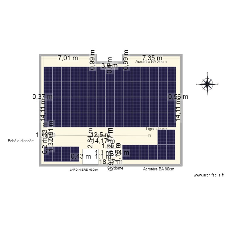 Toiture Credit Agricole 1X36KWc. Plan de 1 pièce et 253 m2