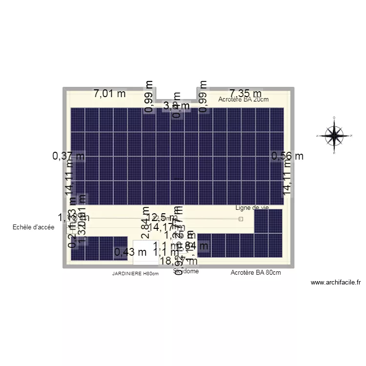 Toiture Credit Agricole 1X36KWc. Plan de Toiture Credit Agricole 1X36KWc. Plan de