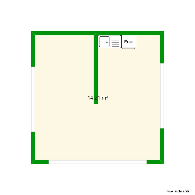 laatarstudio. Plan de 1 pièce et 14 m2