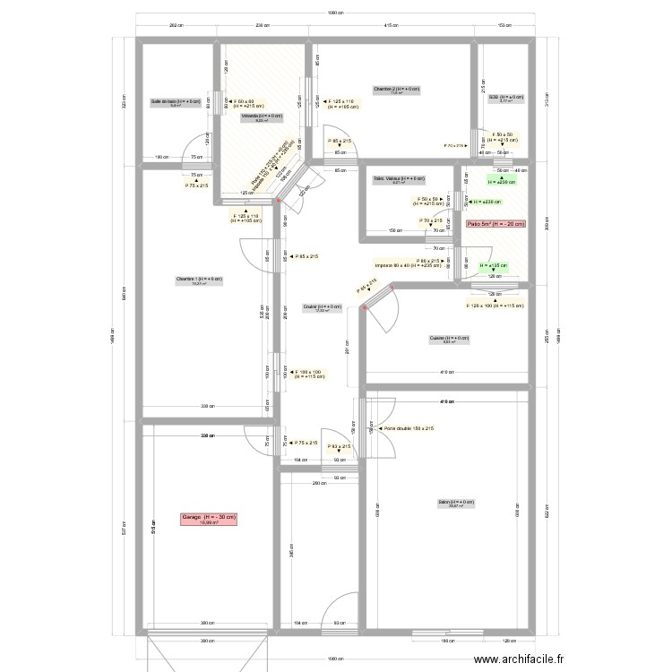 Plan O. Plan de 12 pièces et 134 m2