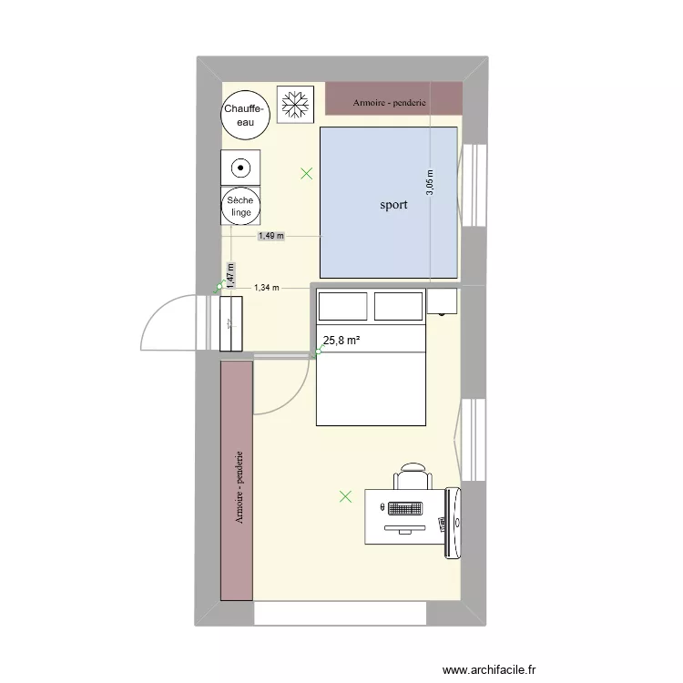garage. Plan de 1  et 26 m²