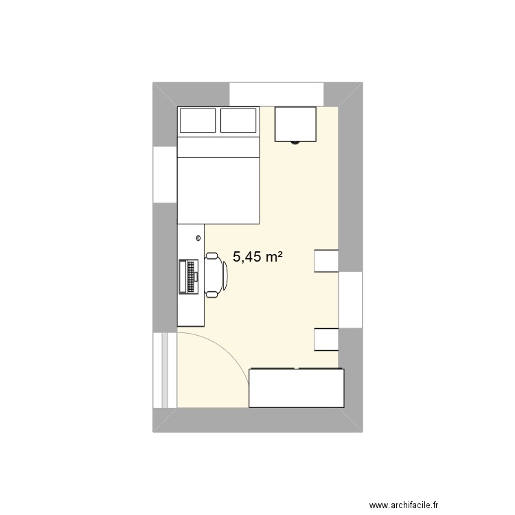 ma chambre de rêve. Plan de 1 pièce et 5 m2