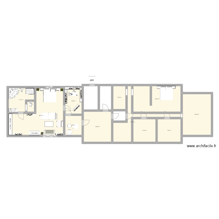 Gaunt's Penthouse. Plan de 11 pièces et 166 m2