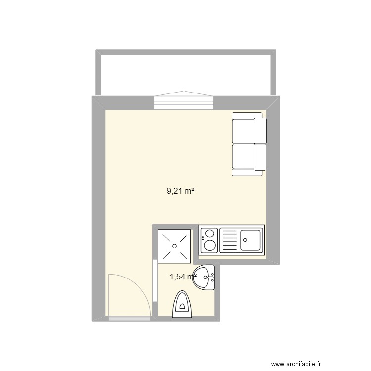 PLAN 6 EME BEAUGRENELLE. Plan de 2 pièces et 11 m2