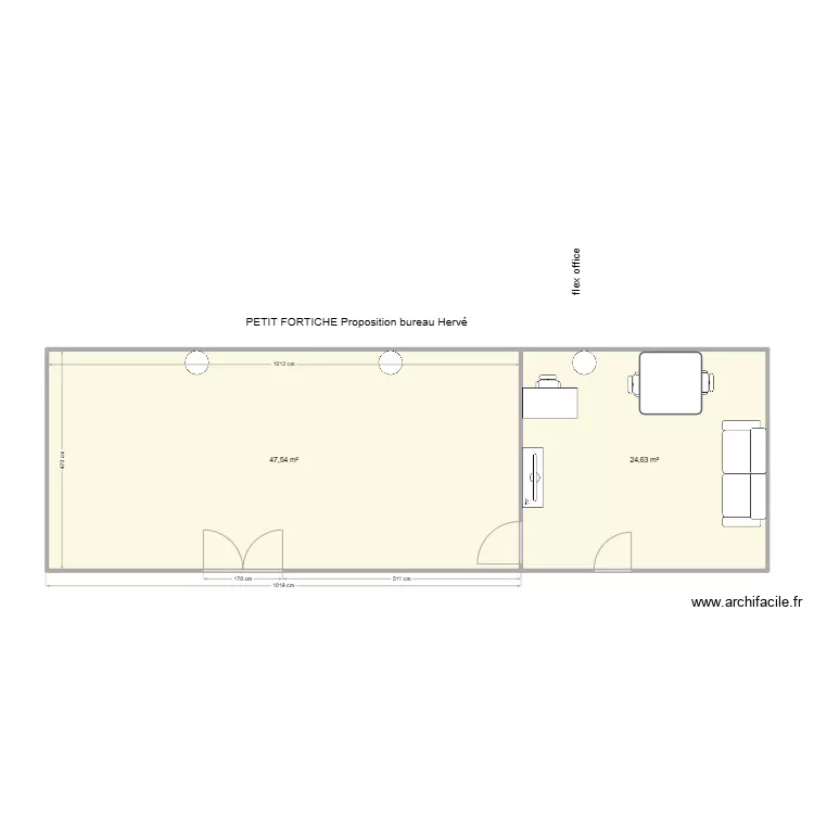 PETIT FORTICHE Bureau Herv&eacute;. Plan de 