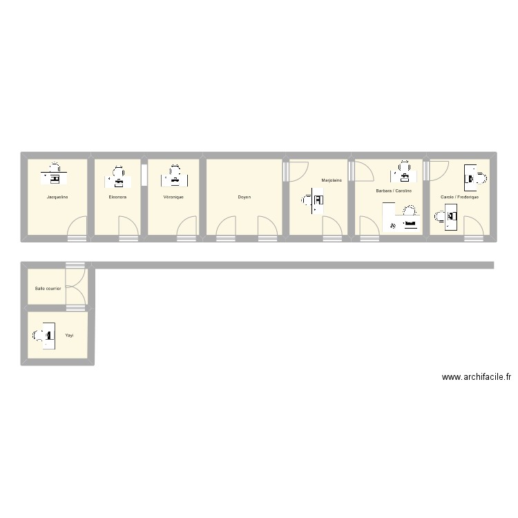 Couloir. Plan de 9 pièces et 64 m2