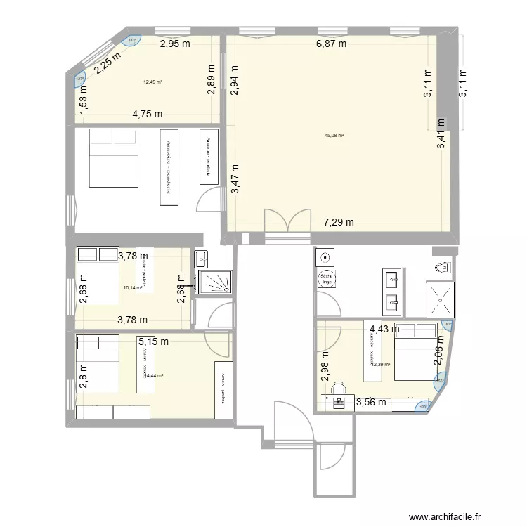 Appartement V2 Valence. Plan de 5 pièces et 95 m² Appartement V2 Valence. Plan de 5 pièces et 95 m²