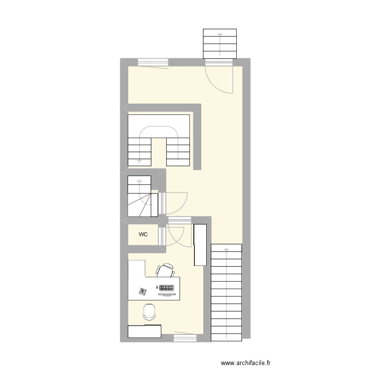 Plan Rdc bureau Stella. Plan de 4 pièces et 30 m2