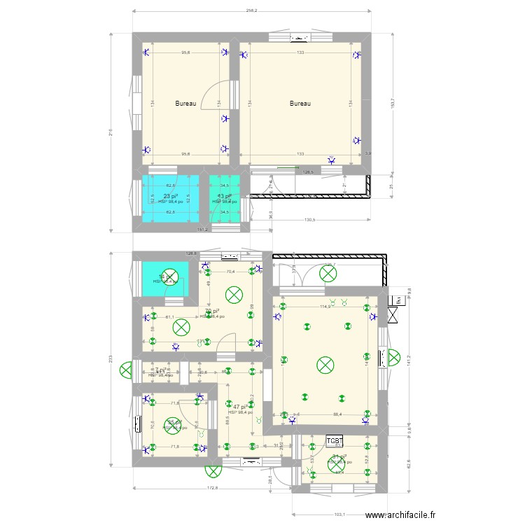 E,lectricite Baldé kipé 10. Plan de 11 pièces et 52 m2