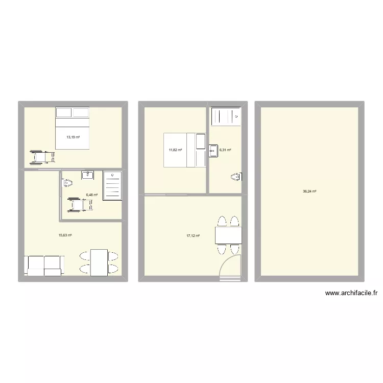 gite pmr. Plan de 7  et 107 m²