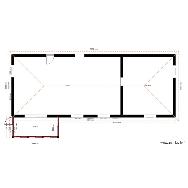 maison melvin Gwendoline 1. Plan de 3 pièces et 117 m2