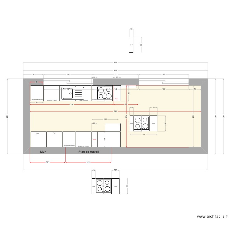 CuisineVder1. Plan de 1 pièce et 15 m2