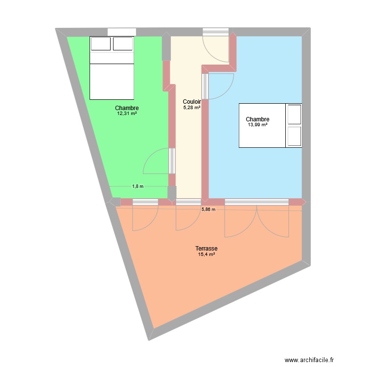 JARVILLE. Plan de 4 pièces et 47 m2