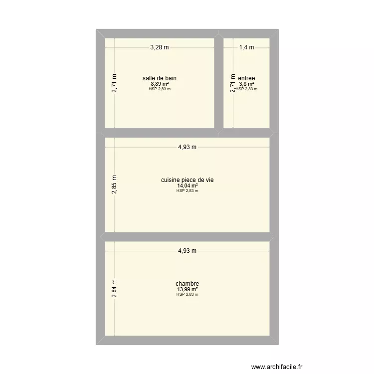 logement 1 projet final. Plan de 4  et 41 m²