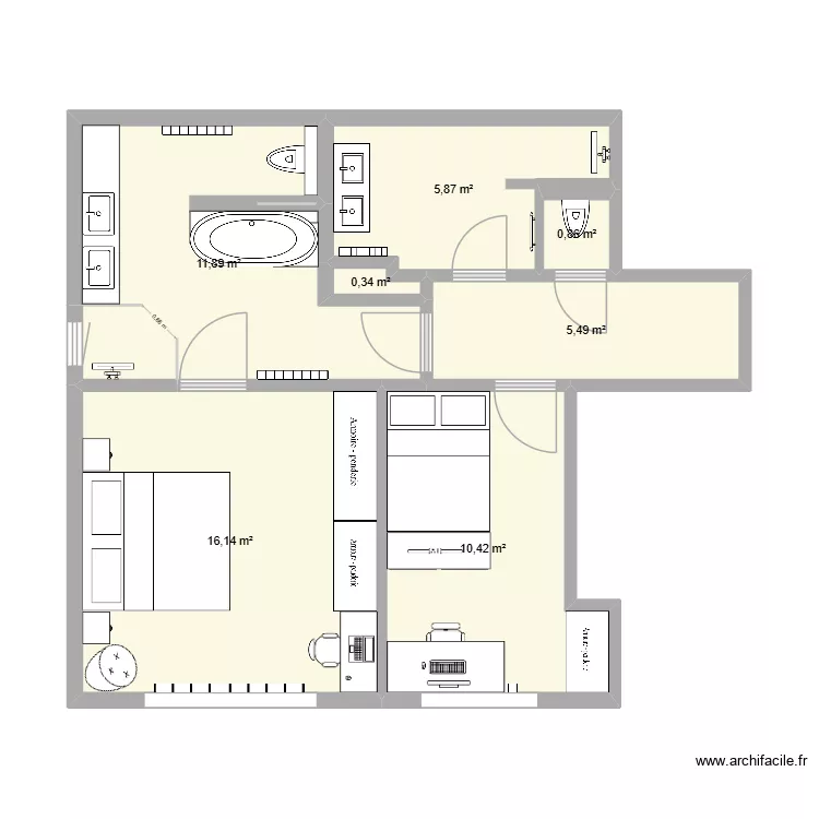 1er &eacute;tage Parklaan 50 v8. Plan de 7  et 51 m²