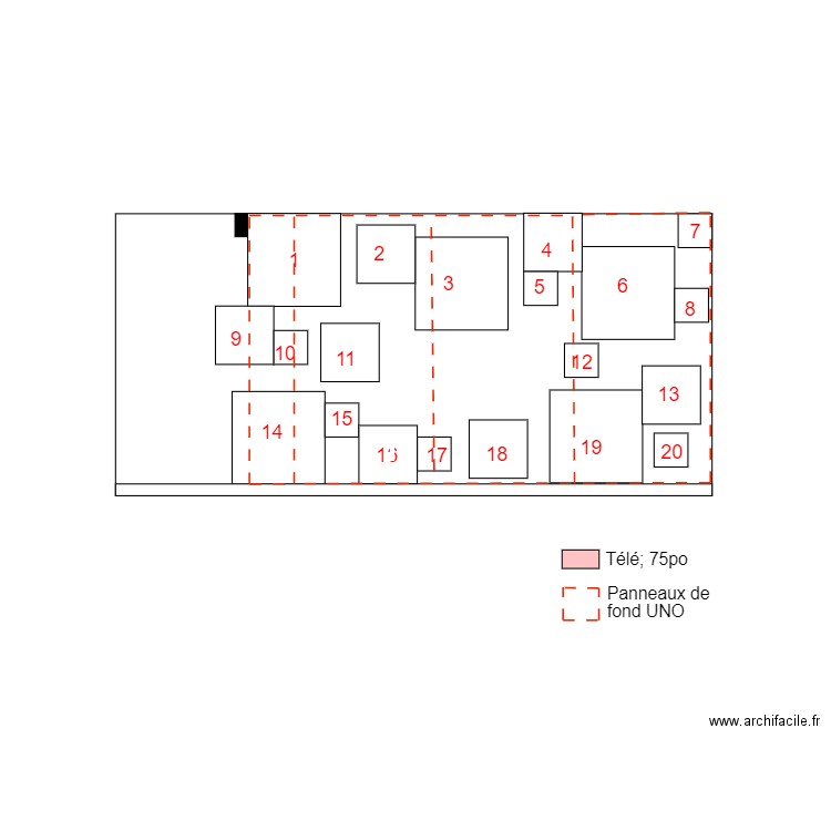 Grondin mur télé. Plan de 0 pièce et 0 m2