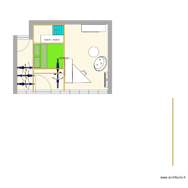 Chambre Clement 2025 - V5. Plan de 1 pièce et 25 m2